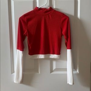 Nasty Gal Red and White Crop Top